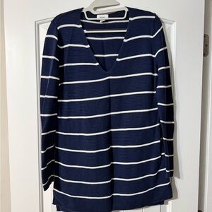 Old Navy Deep Blue and White Striped Long Sleeve Top